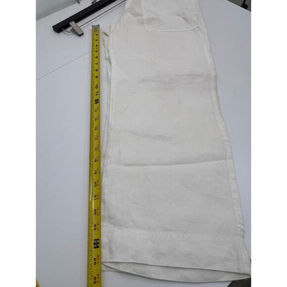 Sigrid Olsen Womens 100% Linen White Capri Pants Lightweight Boho Size 6 - Picture 9 of 10